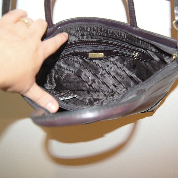 LOUVIER Black genuine Leather Cross body TOTE HAND BAG - Picture 10 of 12